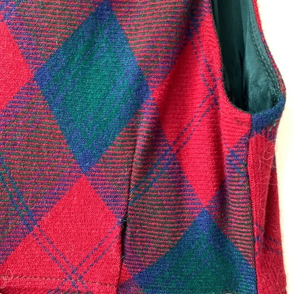 Vintage 70s Plaid Sleeveless Wool Maxi Pinafore Dress - Picture 5 of 6